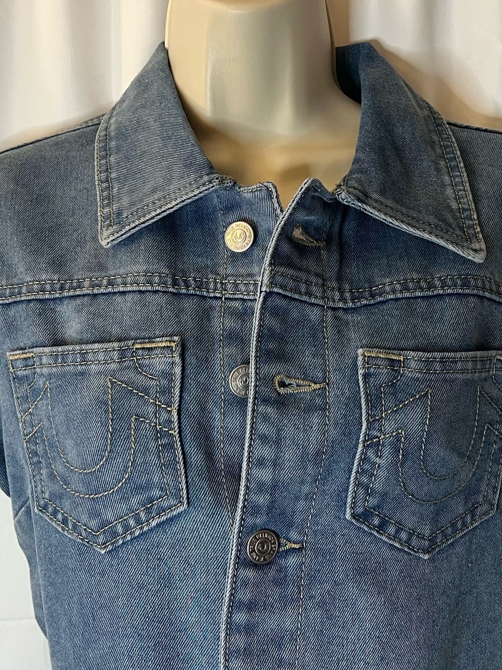 True Religion Medium Blue Denim Button-Front Mini Dress - Picture 6 of 16